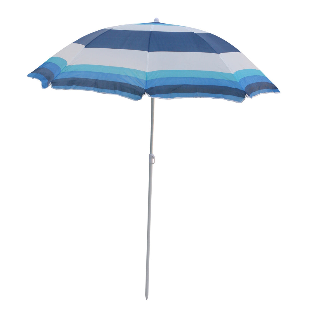 Parapluie de jardin Master Grill&Party, diamètre 180 cm, rayures blanches, bleues et marines, JKB04