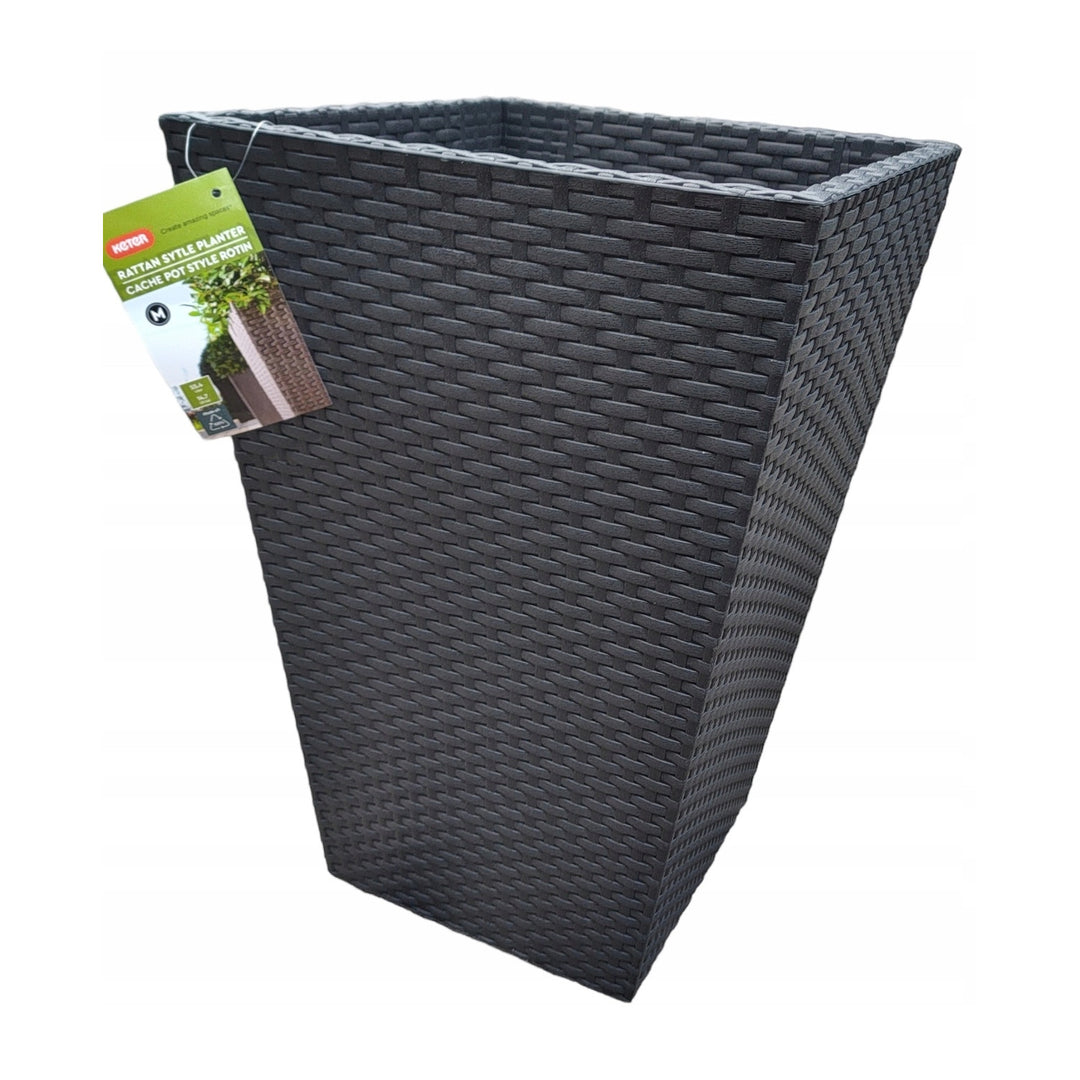 Pot de fleurs Keter, rectangulaire, hauteur 57 cm, anthracite, Rotin Planter M