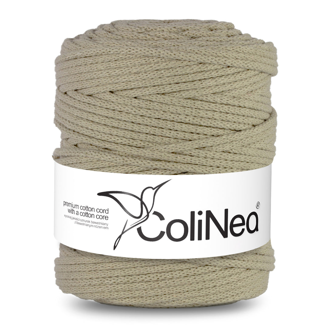 ColiNea, cordon en coton avec âme en coton, tressé, 5mm, 200m, beige clair