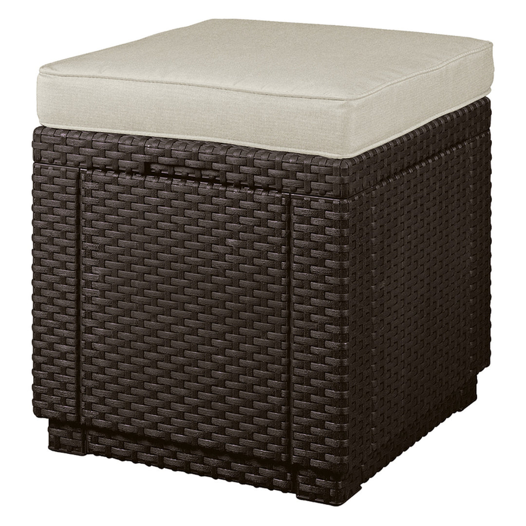 Siège Keter, avec coussin, fonction de rangement, brun, Cube avec coussin