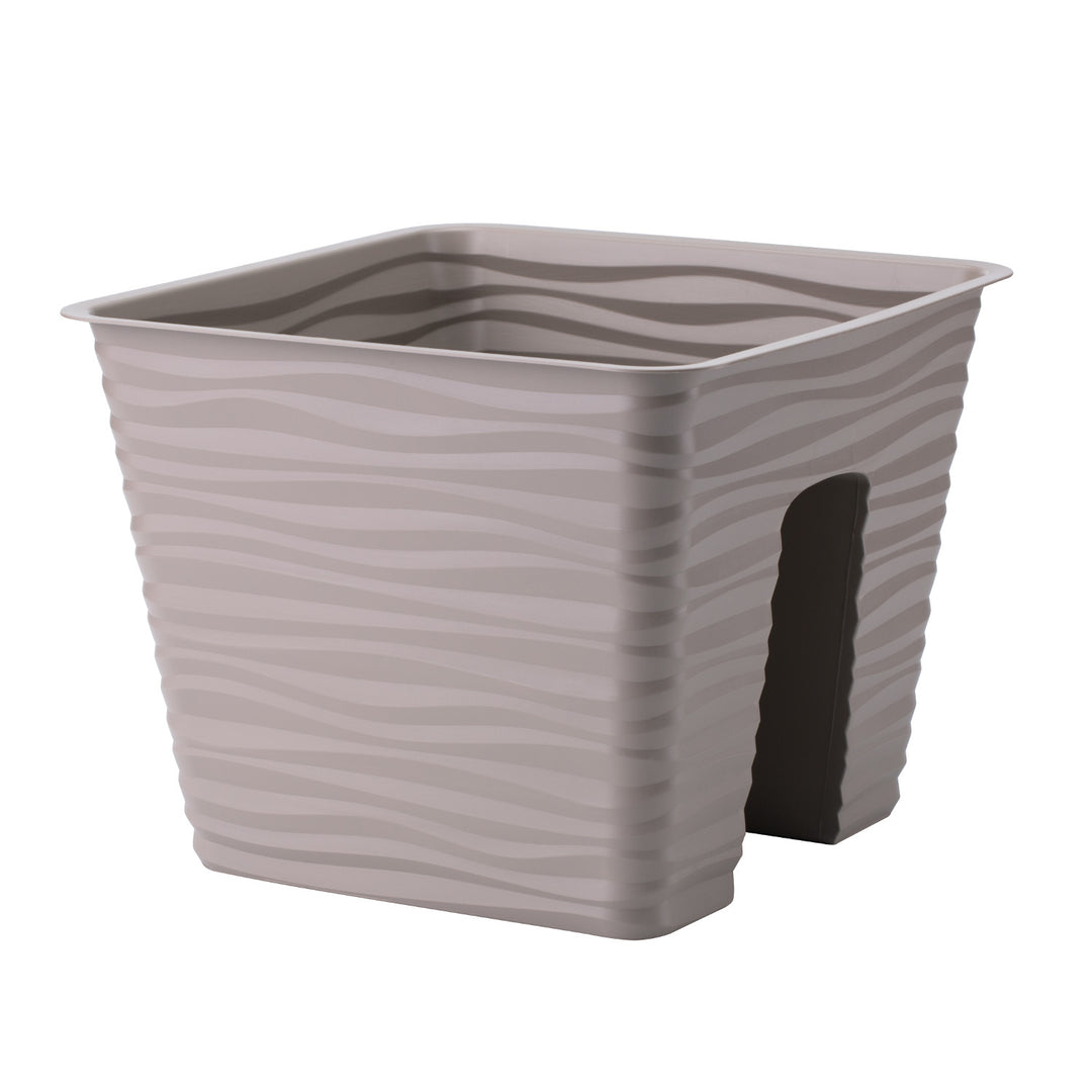 Form-Plastic pot de fleurs, balustrade, 27cm, PP, gris-beige, Sahara 27