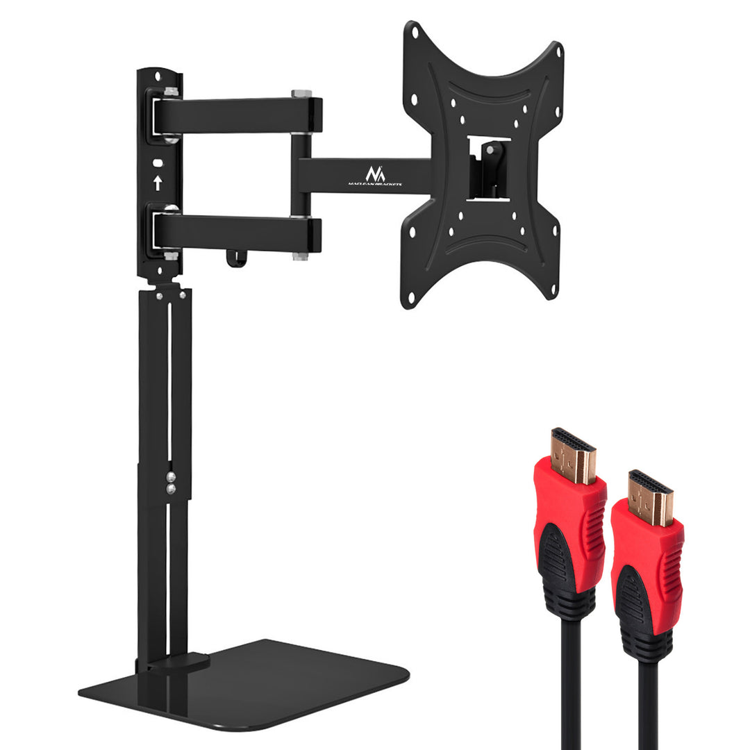 Support TV avec étagère DVD Maclean, vesa 200x200 , 23"-43", 25kg, MC-771A +HDMI 2.0 4K 3D UHD 1.8m CABLE 48 bit