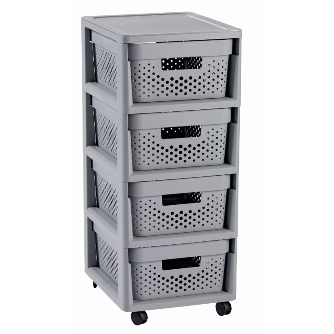 Bibliothèque Curver 4x11L Infinity gris, tiroirs 4 volumes