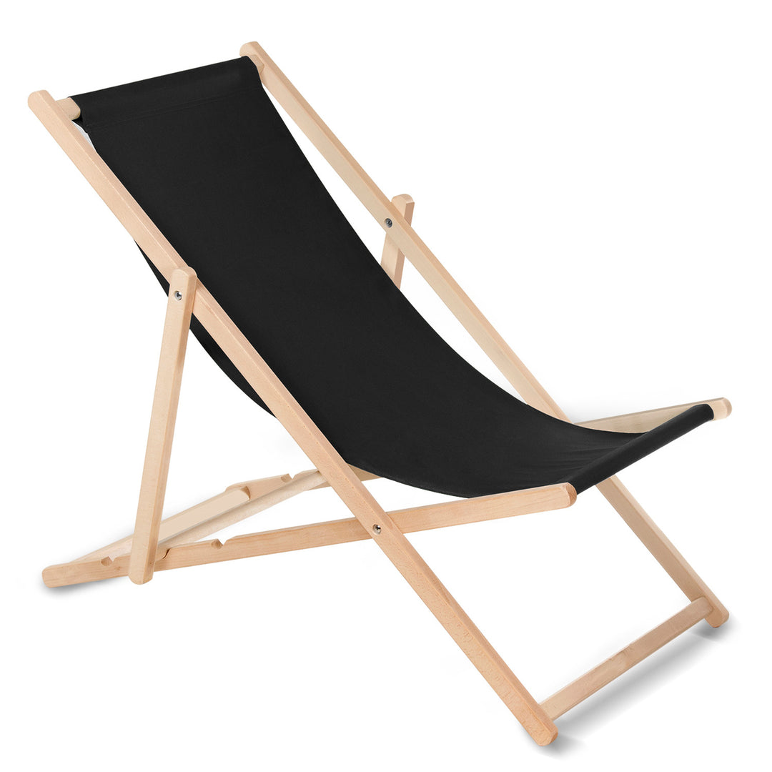 Chaise longue bain de soleil pliante à dossier réglable couleur noir