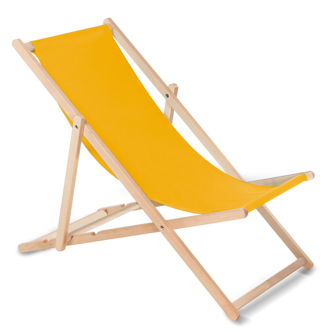 Chaise longue bain de soleil pliante à dossier réglable couleur jaune