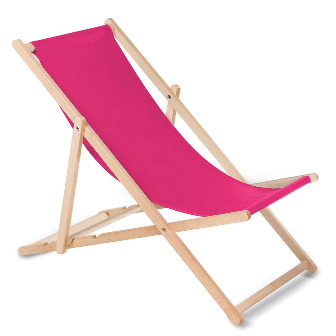 Chaise longue bain de soleil pliante à dossier réglable couleur rose