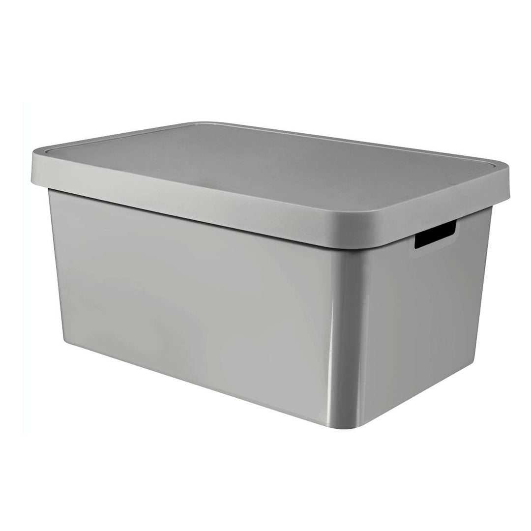 Curver 233941 Infinity Boîte de rangement à couvercle 45L gris avec poignées