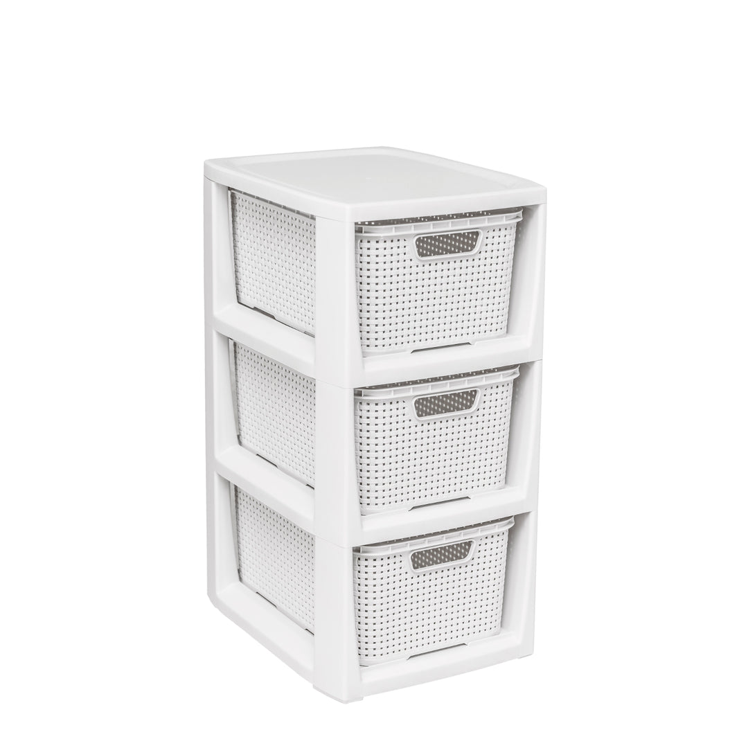 Etagère avec 3 paniers design moderne blanc antique BranQ