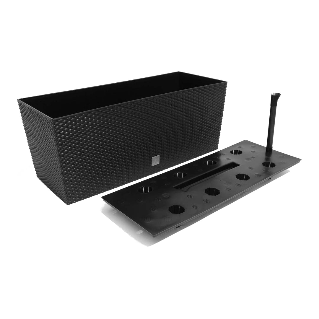 Bac à fleurs avec système d'irrigationen rotin Prosperplast Rato Case DRTC600 S433 anthracite