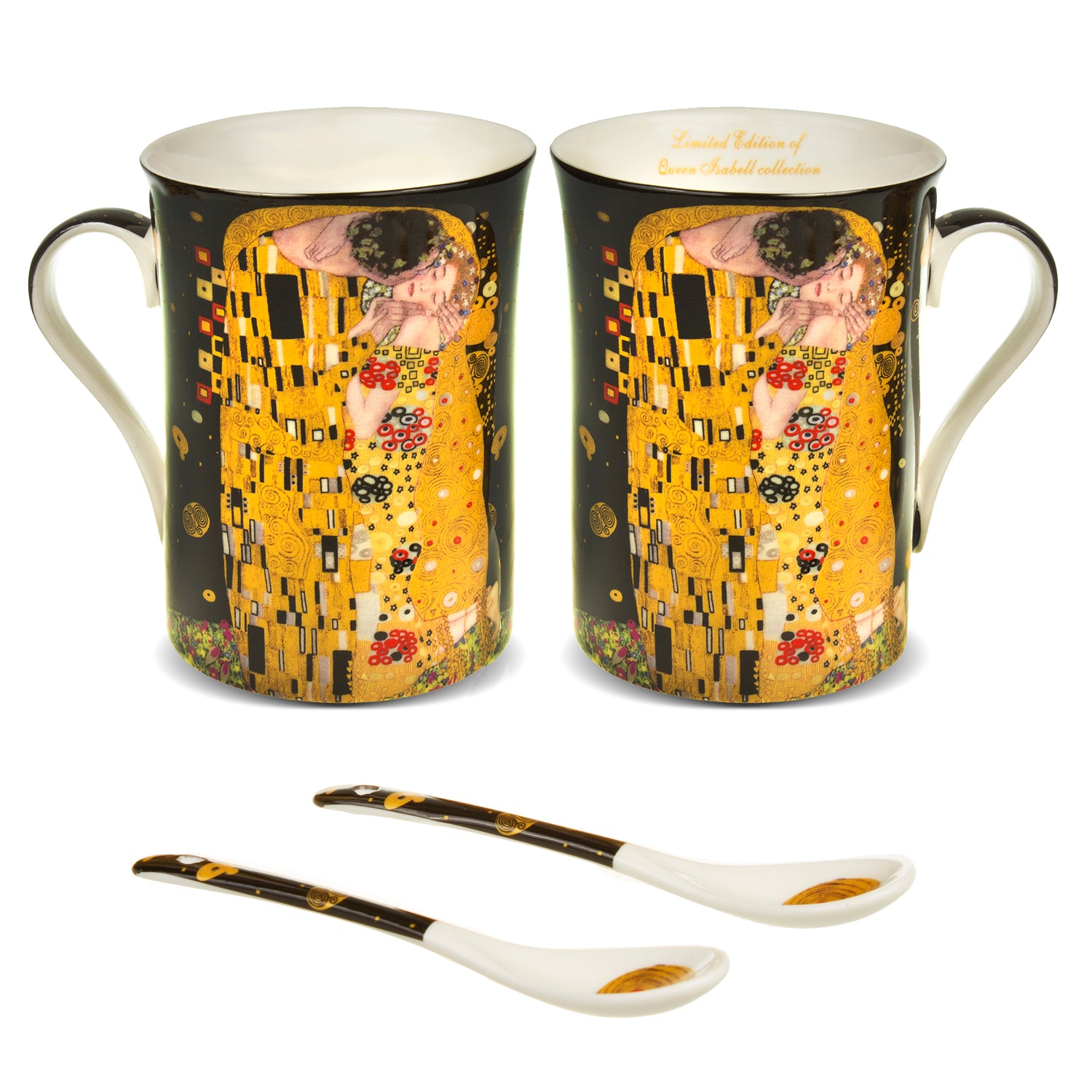 Tasse Porcelaine Duo De Tasses à Thé : Le Baiser (Art Nouveau Gustav Klimt Tasse Porcelaine Duo De Tasses à Thé : Le Baiser (Art Nouveau Gustav Klimt