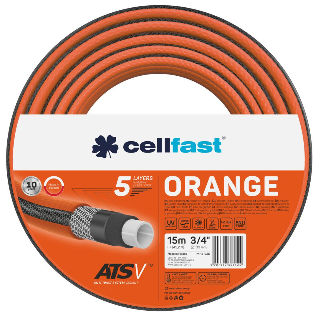 Tuyau d'arrosage 3/4 " 15m Cellfast Orange 5 couches