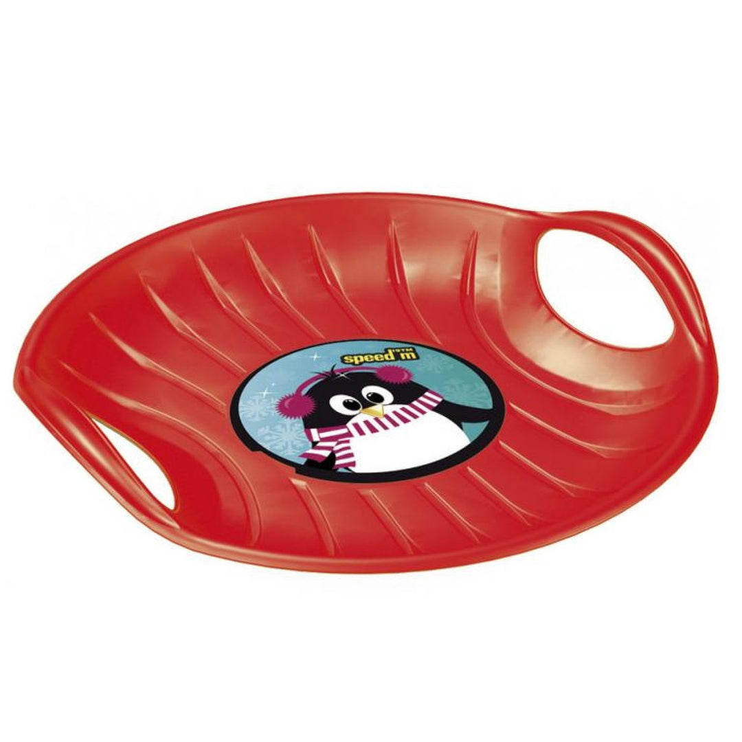 Plateau de glisse luge hiver luge de neige en plastique - 60 x 60 cm - rouge