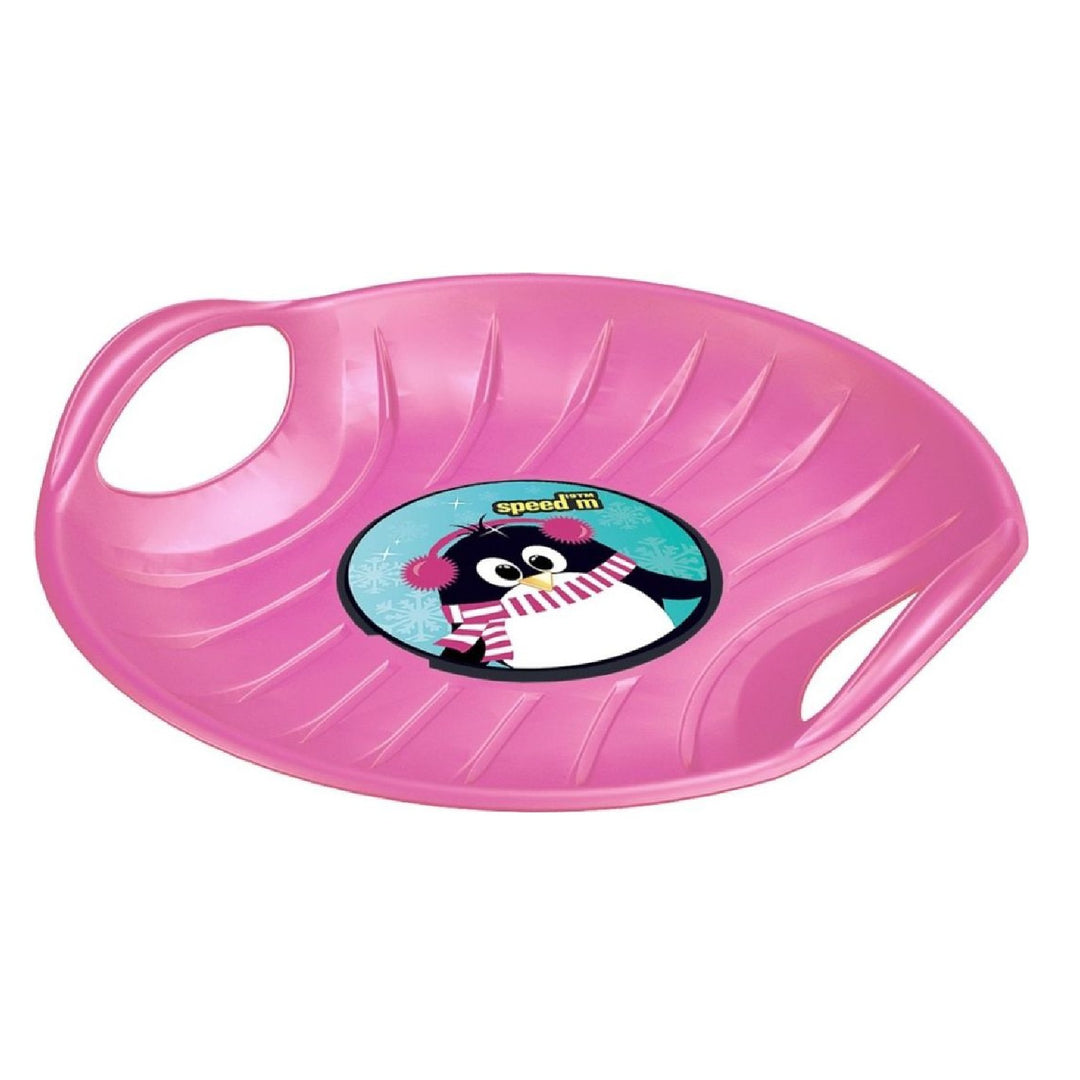 Plateau de glisse luge hiver luge de neige en plastique - 60 x 60 cm - Rose