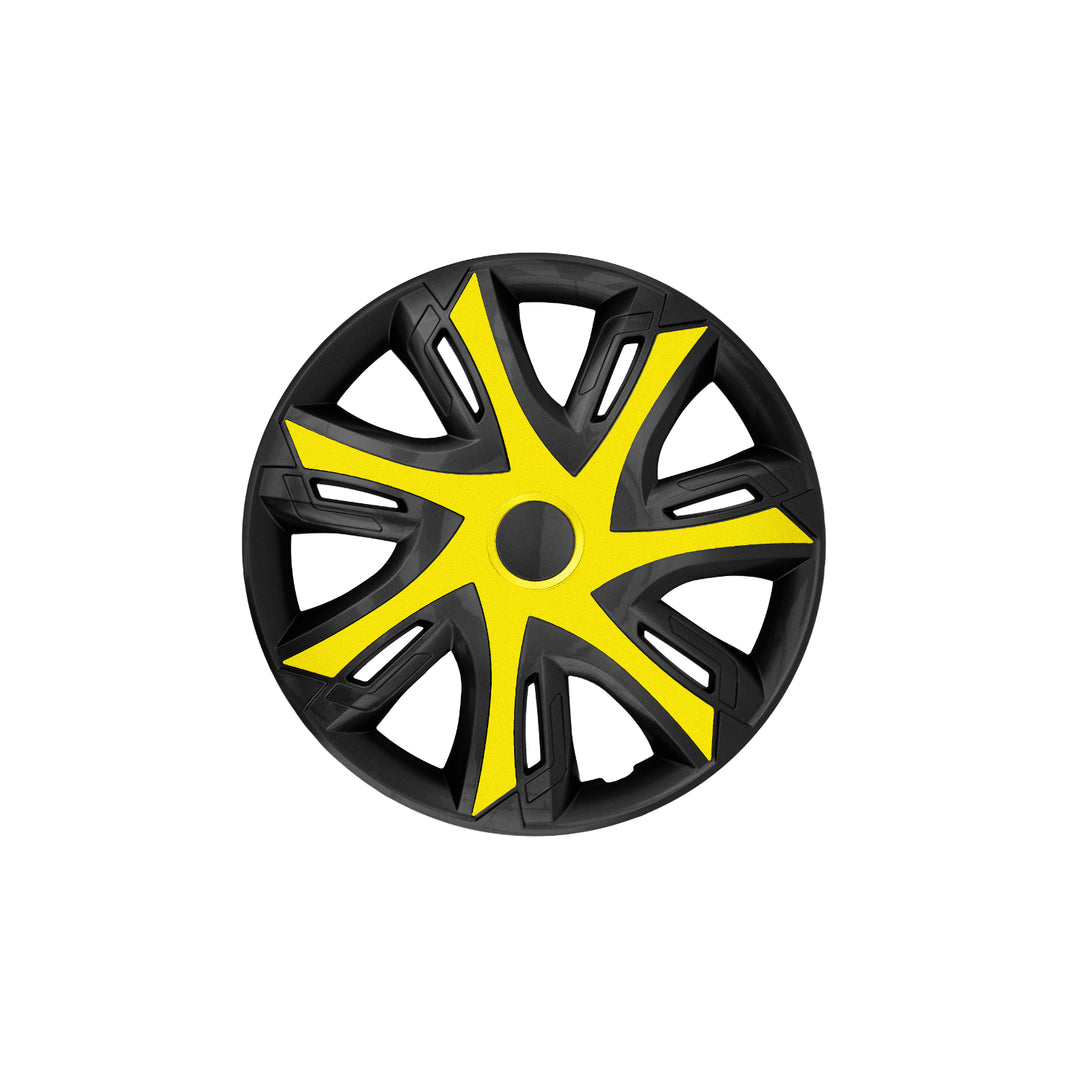 Enjoliveurs 4 pieces 15 pouces jaune/noir marque NRM