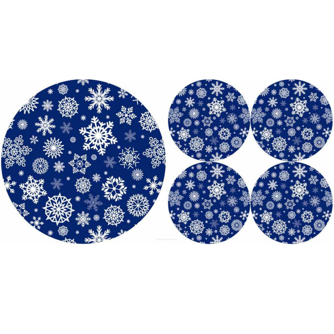 Set de sets de table ronds en feutre 1 + 4 - SNOW