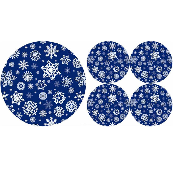 Set de sets de table ronds en feutre 1 + 4 - SNOW
