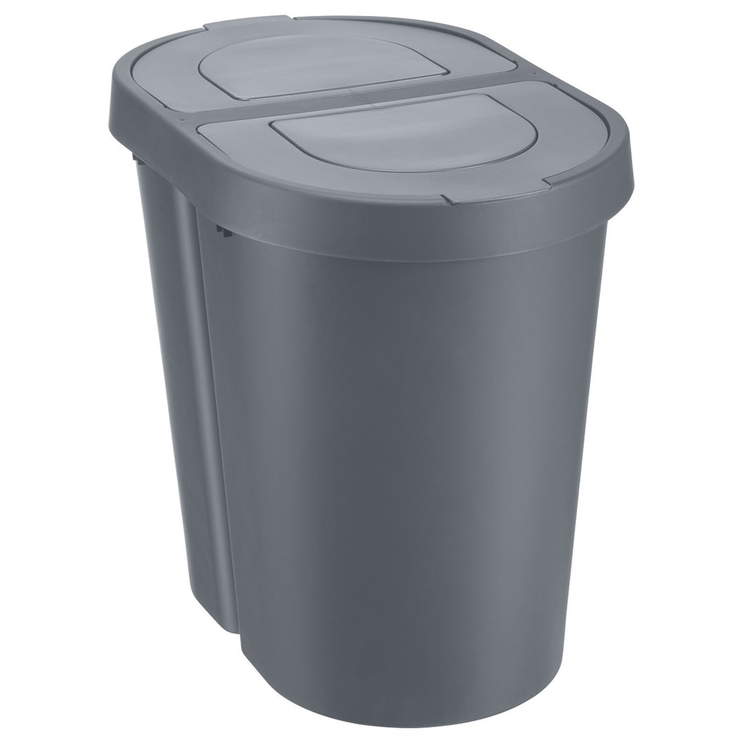 Poubelle Plast Team, couvercle rabattable, double, gris, 2 x 25 l, Seattle Swing