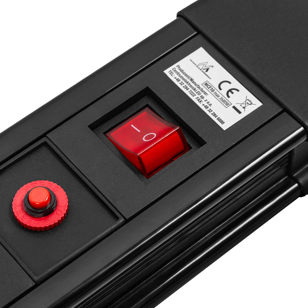 Multiprise Maclean, rallonge 10 prises, 2 interrupteurs, protection et signalisation de surcharge, 3680 W, MCE10