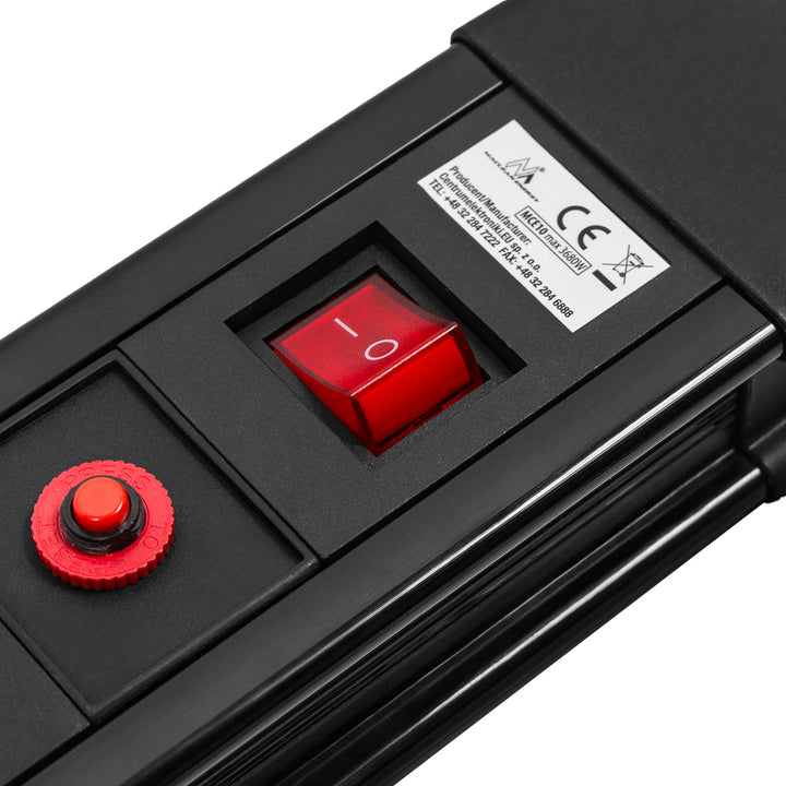 Multiprise Maclean, rallonge 10 prises, 2 interrupteurs, protection et signalisation de surcharge, 3680 W, MCE10