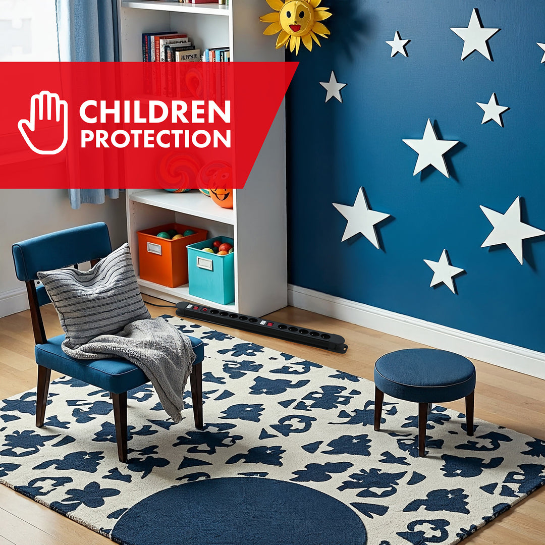 Multiprise Maclean, rallonge 10 prises, 2 interrupteurs, protection et signalisation de surcharge, 3680 W, MCE10