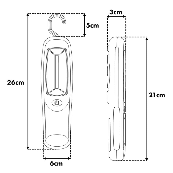 Lampe d'atelier COB LED Maclean, aimant, crochet, 3 piles AA, MCE03