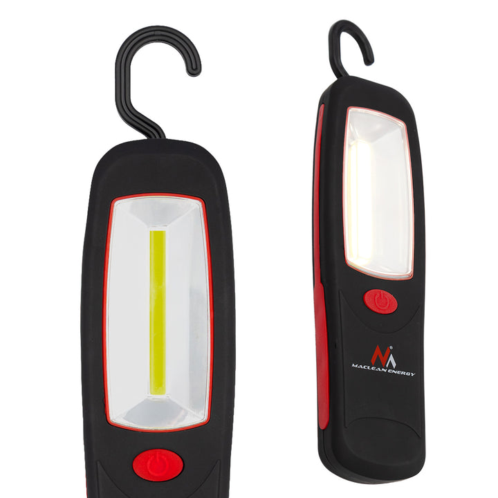 Lampe d'atelier COB LED Maclean, aimant, crochet, 3 piles AA, MCE03