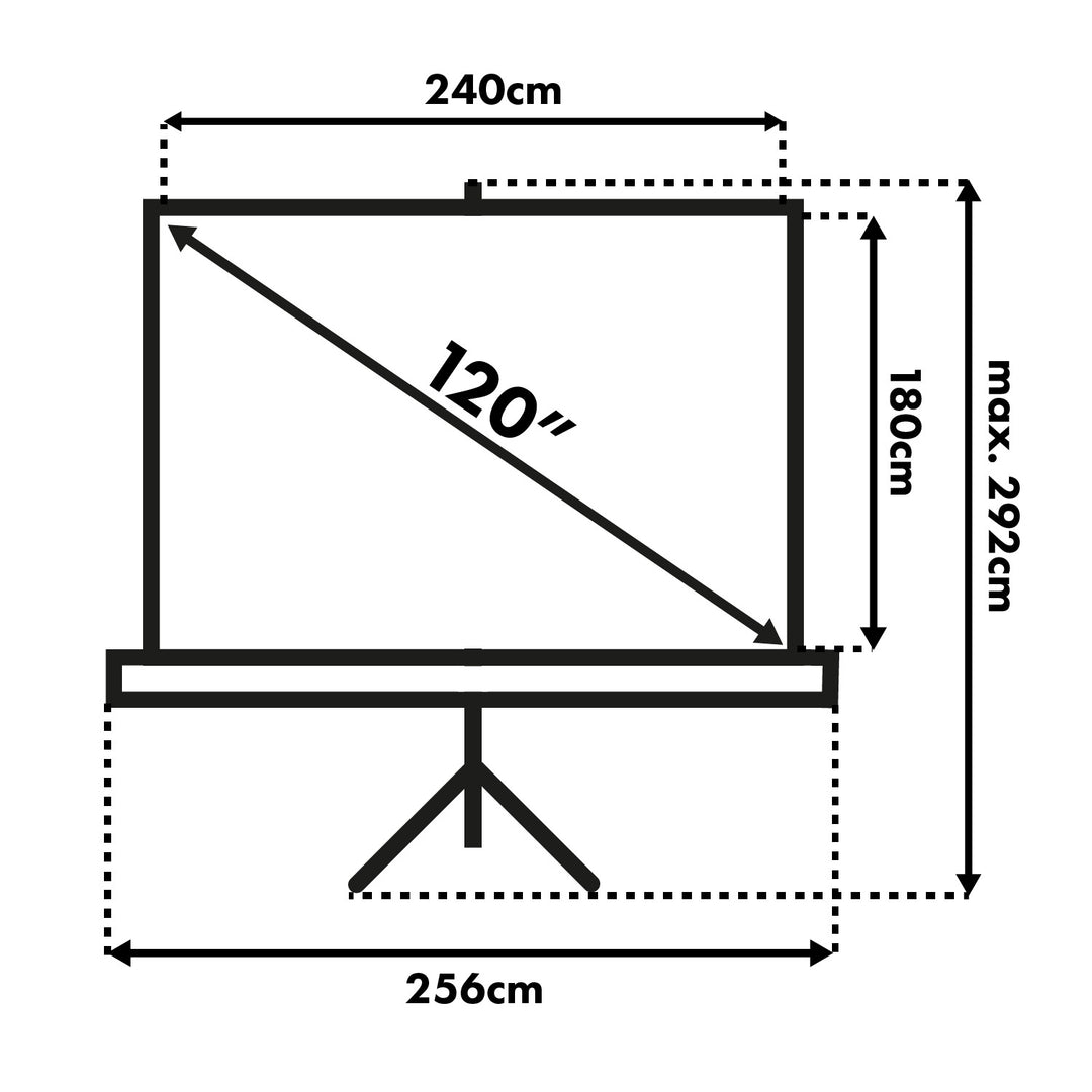 Écran de projection Maclean, diagonale de 120 pouces (240 x 180 cm), sur trépied, format 4:3, MC-608