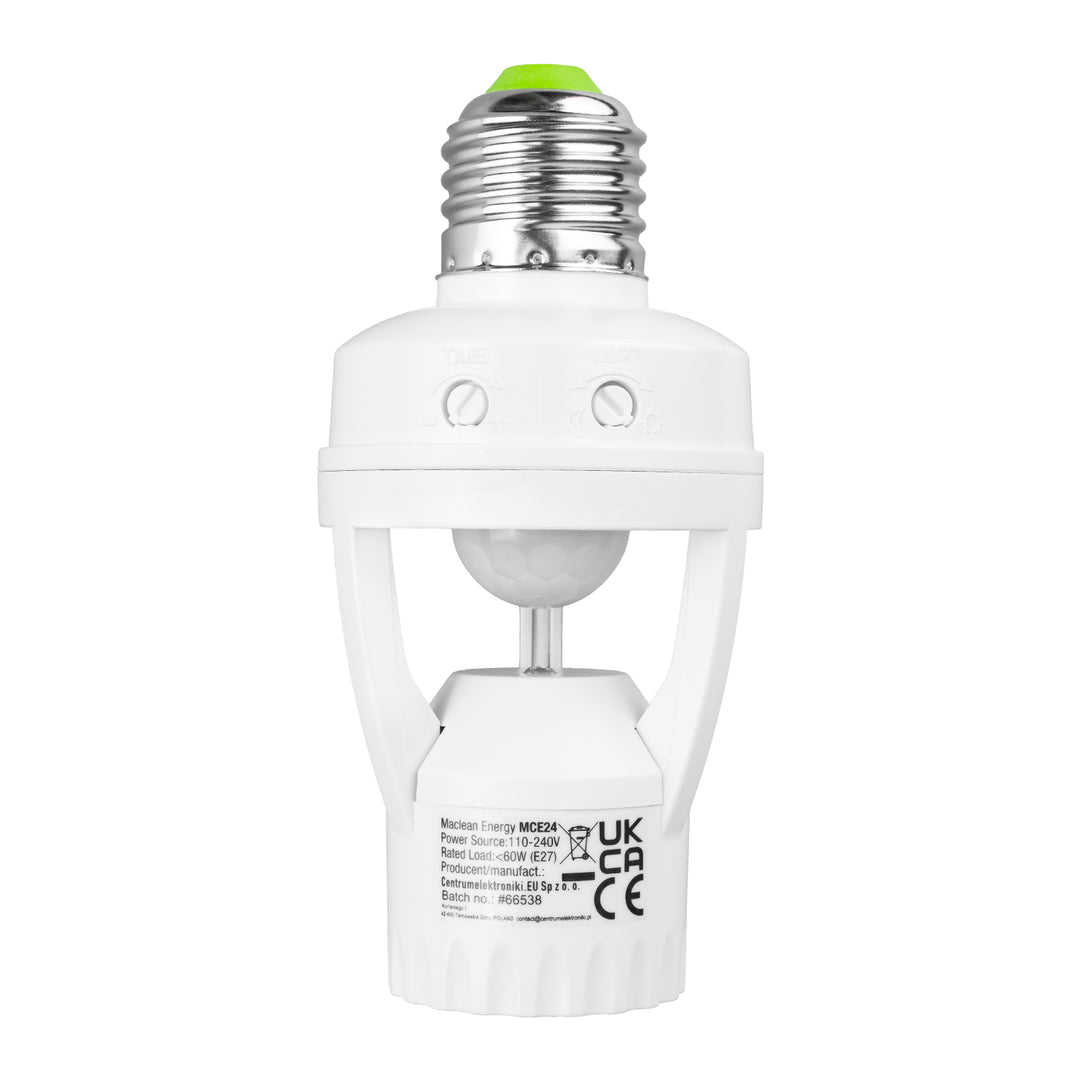 Porte-ampoule Douille avec détecteur de mouvement et crépuscule Pir 1200W Maclean Energy MCE20