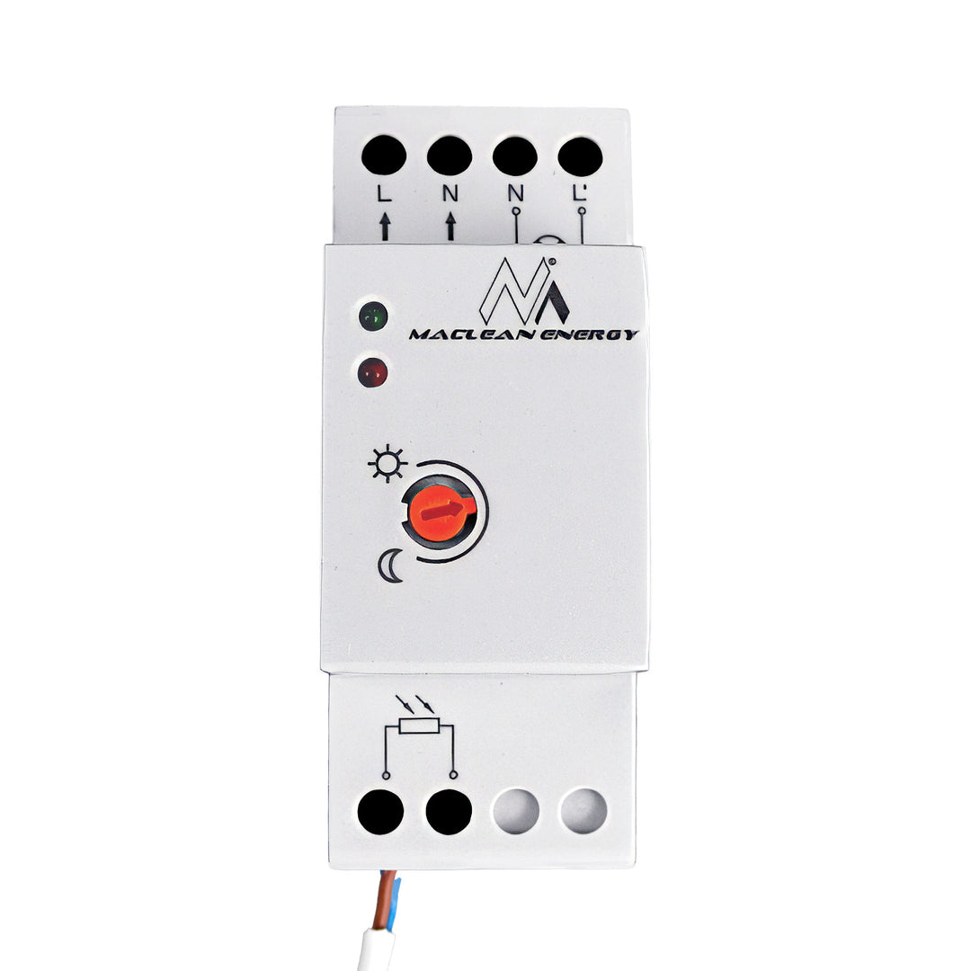 Interrupteur crépusculaire rail DIN avec capteur externe Maclean MCE83 220-240V / AC, 50Hz 20A