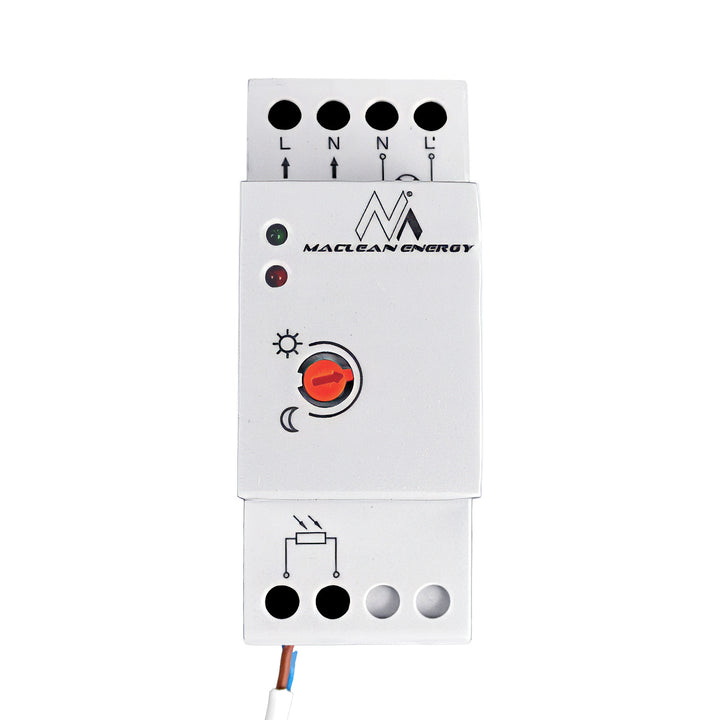 Interrupteur crépusculaire rail DIN avec capteur externe Maclean MCE83 220-240V / AC, 50Hz 20A