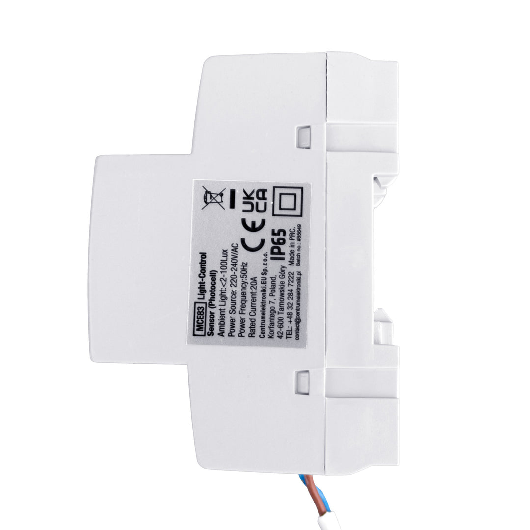 Interrupteur crépusculaire rail DIN avec capteur externe Maclean MCE83 220-240V / AC, 50Hz 20A