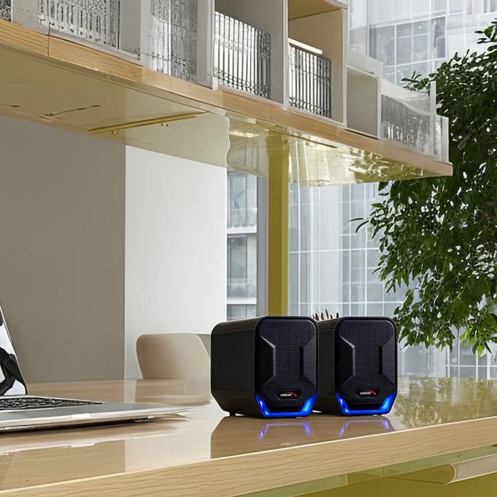 Haut-parleurs d'ordinateur USB 6W Blue&Black Audiocore AC865 B