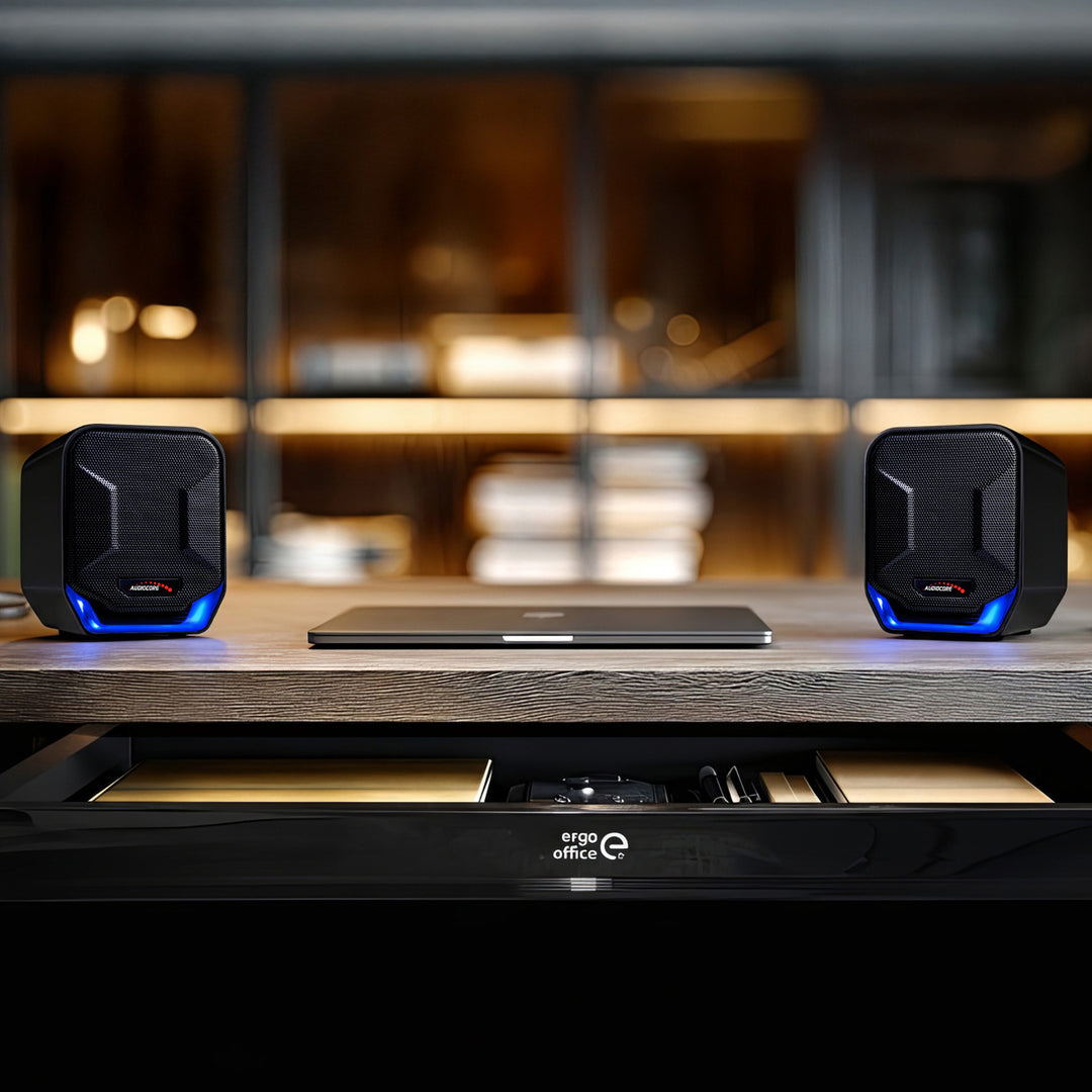 Haut-parleurs d'ordinateur USB 6W Blue&Black Audiocore AC865 B