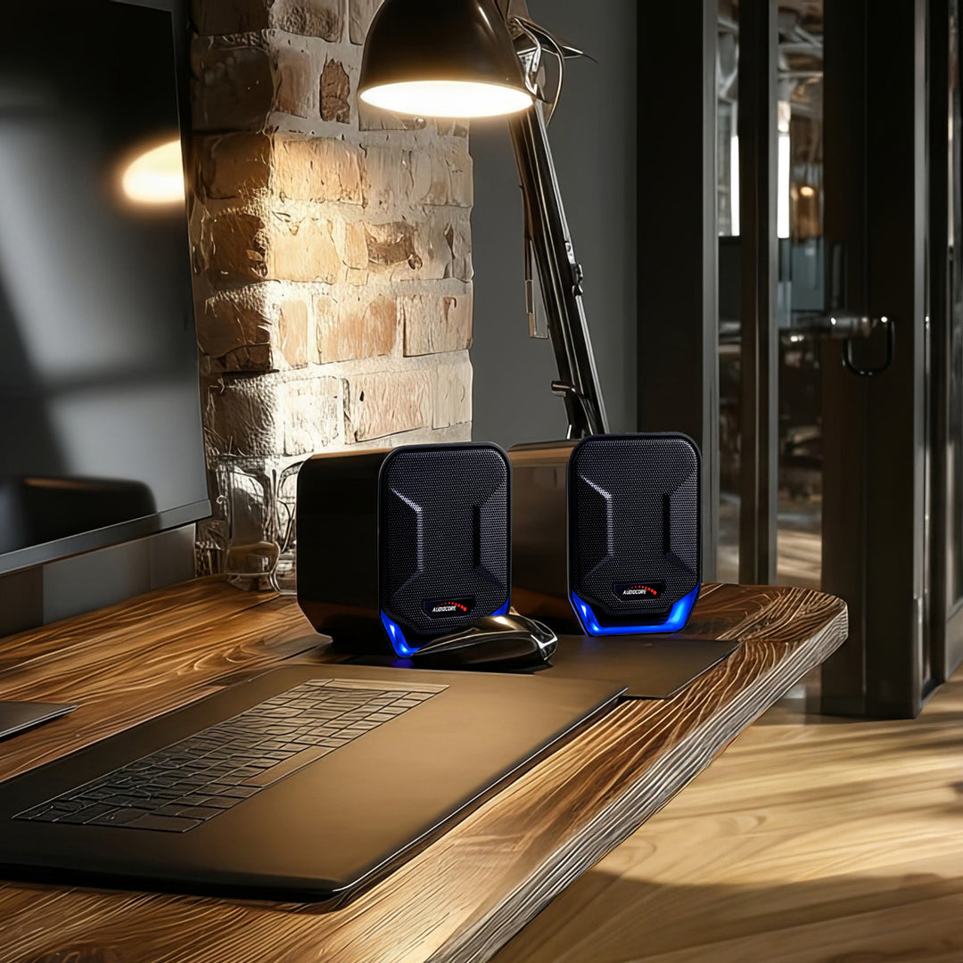 Haut-parleurs d'ordinateur USB 6W Blue&Black Audiocore AC865 B