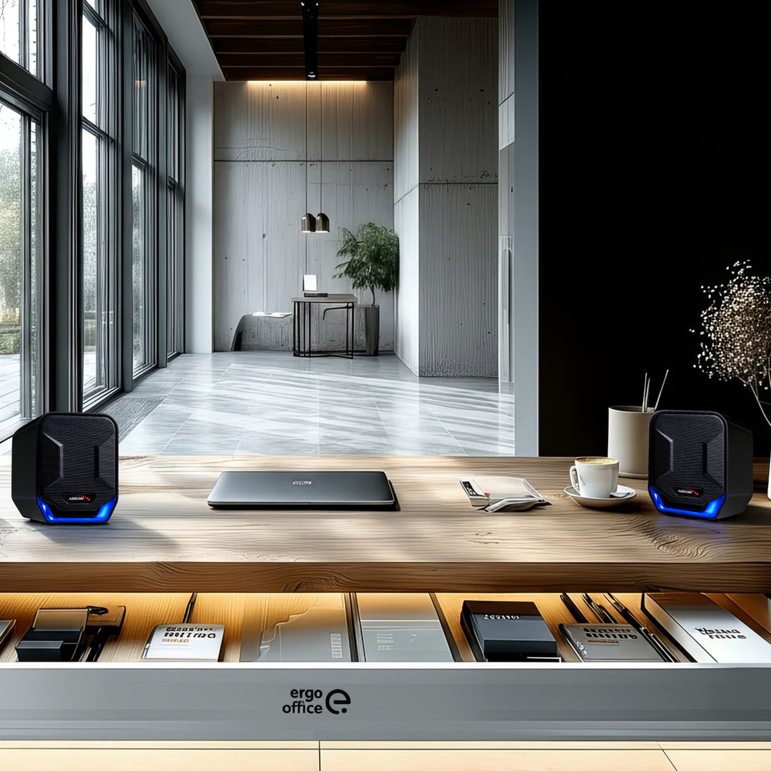 Haut-parleurs d'ordinateur USB 6W Blue&Black Audiocore AC865 B