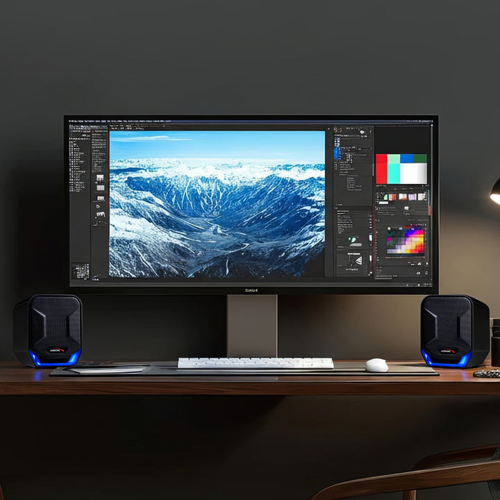 Haut-parleurs d'ordinateur USB 6W Blue&Black Audiocore AC865 B