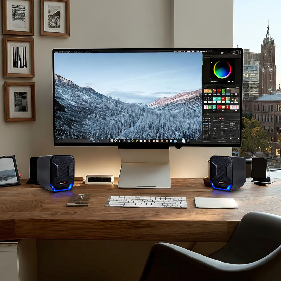 Haut-parleurs d'ordinateur USB 6W Blue&Black Audiocore AC865 B