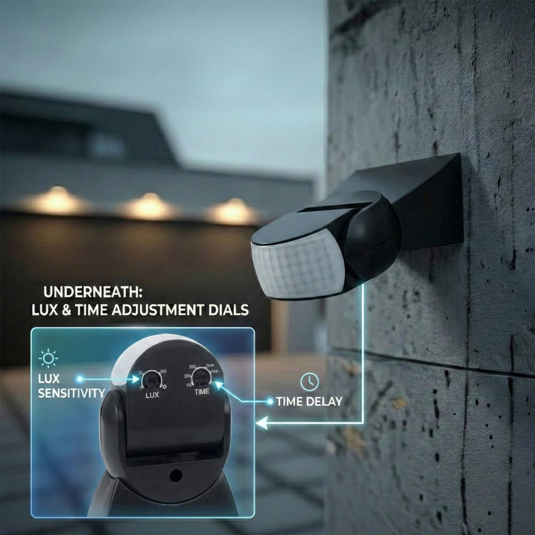 Détecteur de mouvement infrarouge PIR moderne Maclean Energy MCE201B portée 12m noir IP65