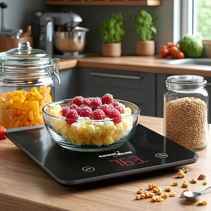 Balance de cuisine numérique avec fonction de tare couleur noir GreenBlue GB171