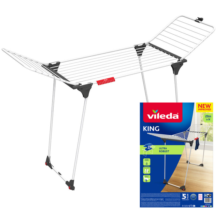 Séchoir à linge sur pied Vileda King avec cordes épaisses en aluminium