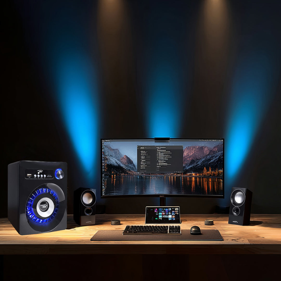 Un ensemble de haut-parleurs Bluetooth 2.1 Radio FM, entrée pour carte TF, AUX, alimentation USB Audiocore AC910