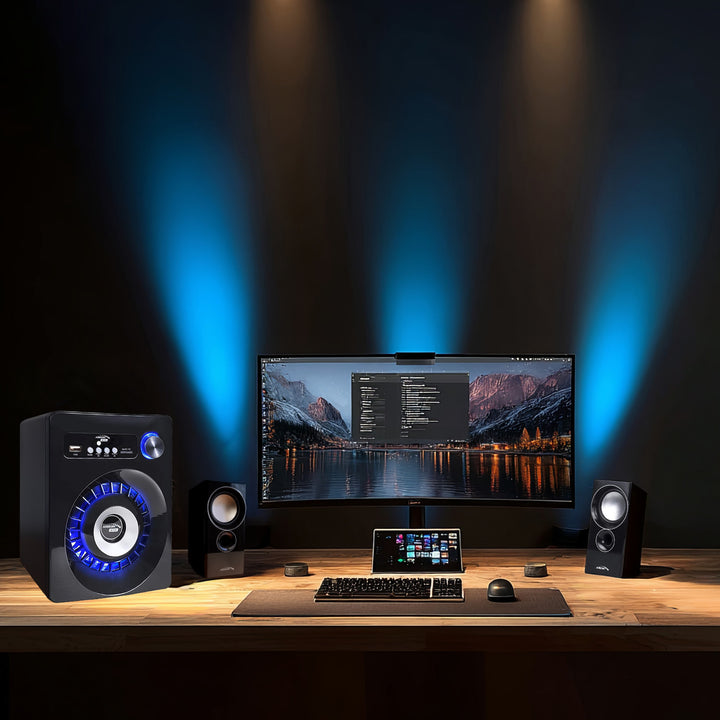 Un ensemble de haut-parleurs Bluetooth 2.1 Radio FM, entrée pour carte TF, AUX, alimentation USB Audiocore AC910