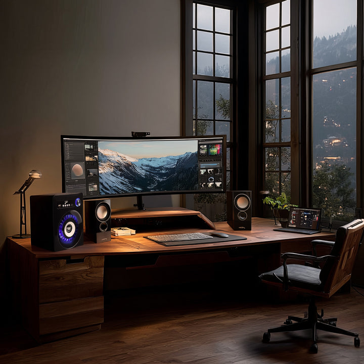 Un ensemble de haut-parleurs Bluetooth 2.1 Radio FM, entrée pour carte TF, AUX, alimentation USB Audiocore AC910