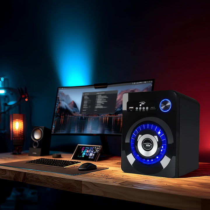 Un ensemble de haut-parleurs Bluetooth 2.1 Radio FM, entrée pour carte TF, AUX, alimentation USB Audiocore AC910