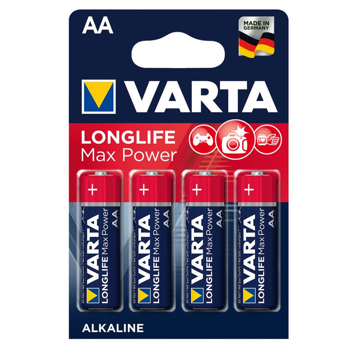 4x piles alcalines AA Varta Longlife Max Power, haute qualité