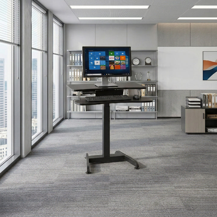 Bureau électrique assis debout réglable en hauteur Maclean MC-835 hauteur 72 - 122 cm, charge max 37 kg