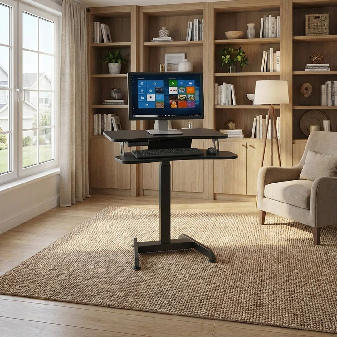 Bureau électrique assis debout réglable en hauteur Maclean MC-835 hauteur 72 - 122 cm, charge max 37 kg