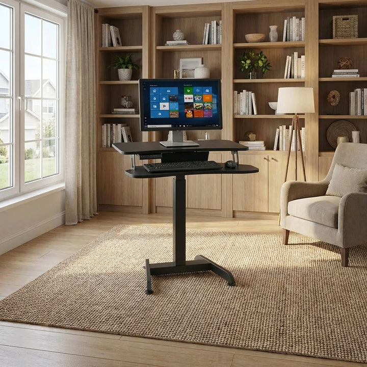 Bureau électrique assis debout réglable en hauteur Maclean MC-835 hauteur 72 - 122 cm, charge max 37 kg