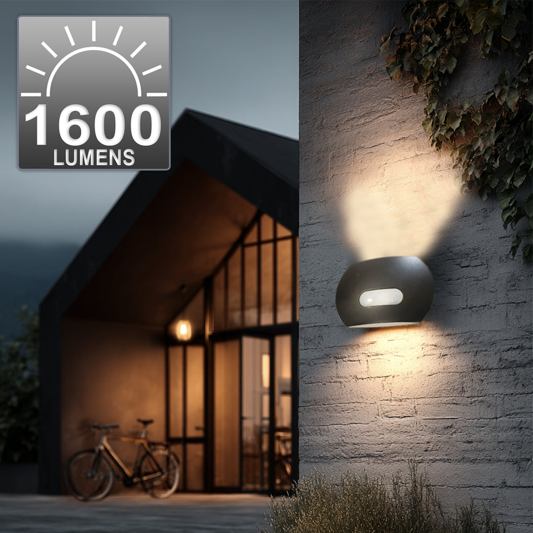 Applique LED détecteur de mouvement PIR 20W 1200lm crépusculaire extérieure