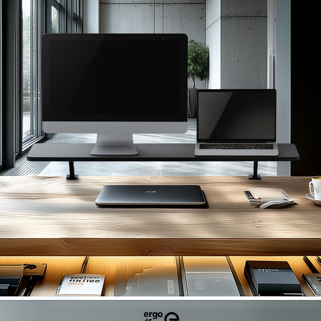 ERGO OFFICE ER-409 Support d'écran 13"-32" jusqu'à max. 20kg plateau de table étagère 100x26cm